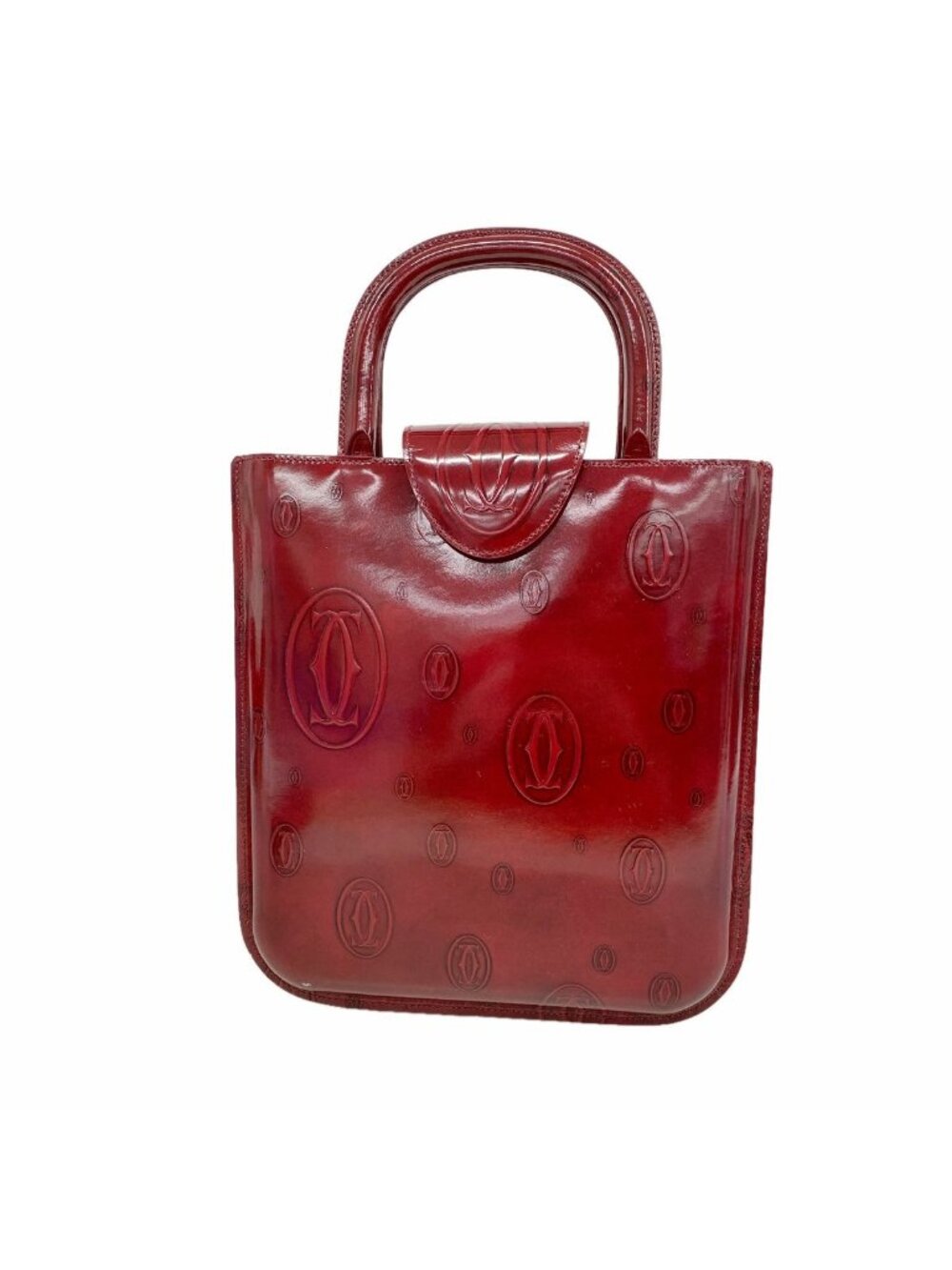 Cartier Handbag Happy Birthday Patent Leather Bordeaux Silver